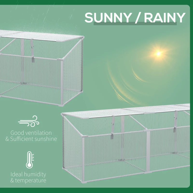 Outsunny Outdoor Greenhouse Polycarbonate Grow House Flower Vegetable Plants Raised Bed Garden Aluminium Cold Frame 180 x 51 x 51 cm