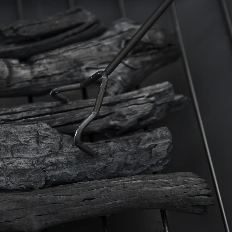 Outsunny Brasero Exterior Calentador de Fuego 76x76x47 cm Multifuncional 3 en 1 Cuadrada Nuevo Estilo Cubo de Hielo para Calefacción Barbacoa Terraza Jardín Negro