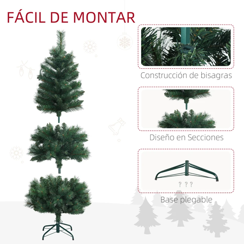 HOMCOM Árbol de Navidad 152 cm Árbol de Navidad Artificial con 354 Ramas y Patas de Metal para Interior Verde