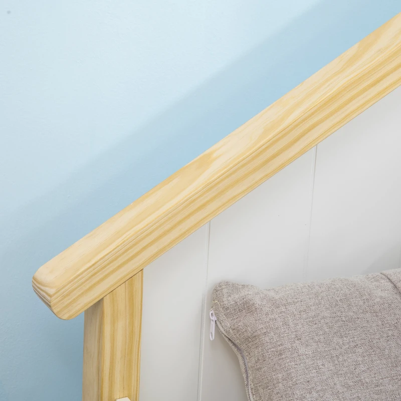 HOMCOM Lit pour enfant - structure lit avec tête de lit maison et sommier à lattes Inclus - 90 x 190 cm- pin massif blanc