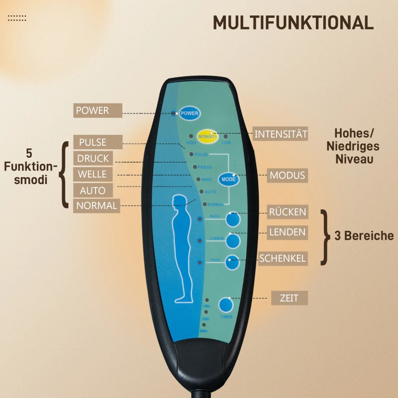 Vinsetto Bürostuhl mit Massagefunktion, Ergonomischer Schreibtischstuhl mit Liege- & Drehfunktion, mit Fußstütze, Schwarz
