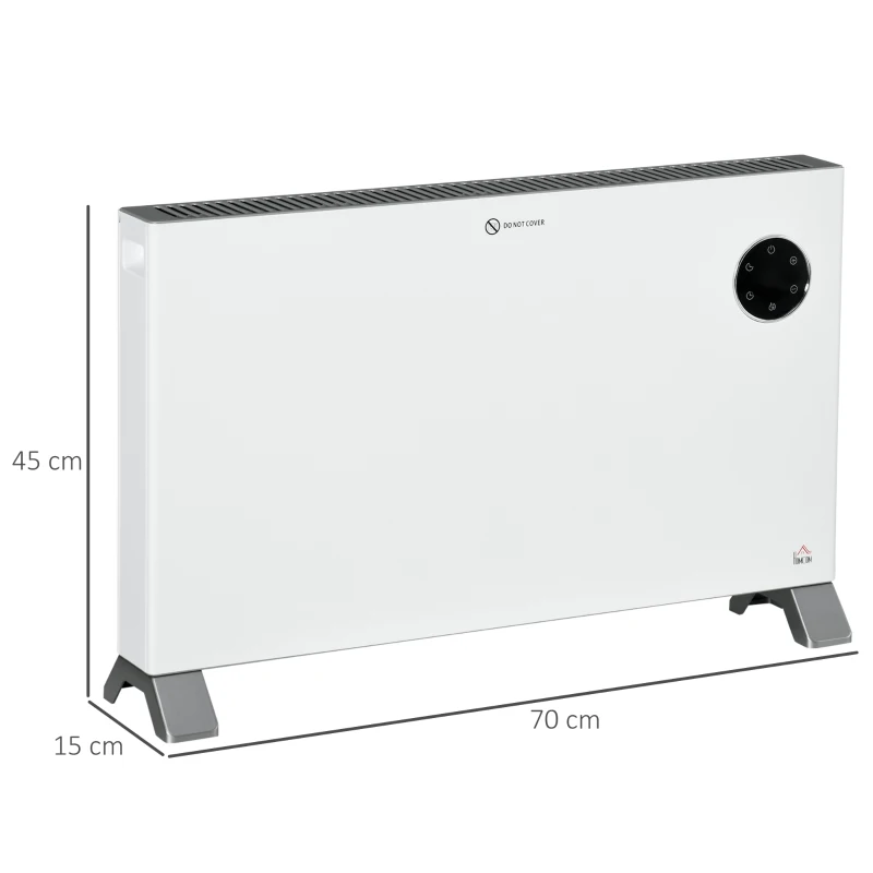 HOMCOM Radiateur électrique avec écran LED 800W/1200W/2000W protection contre la surchauffe blanc