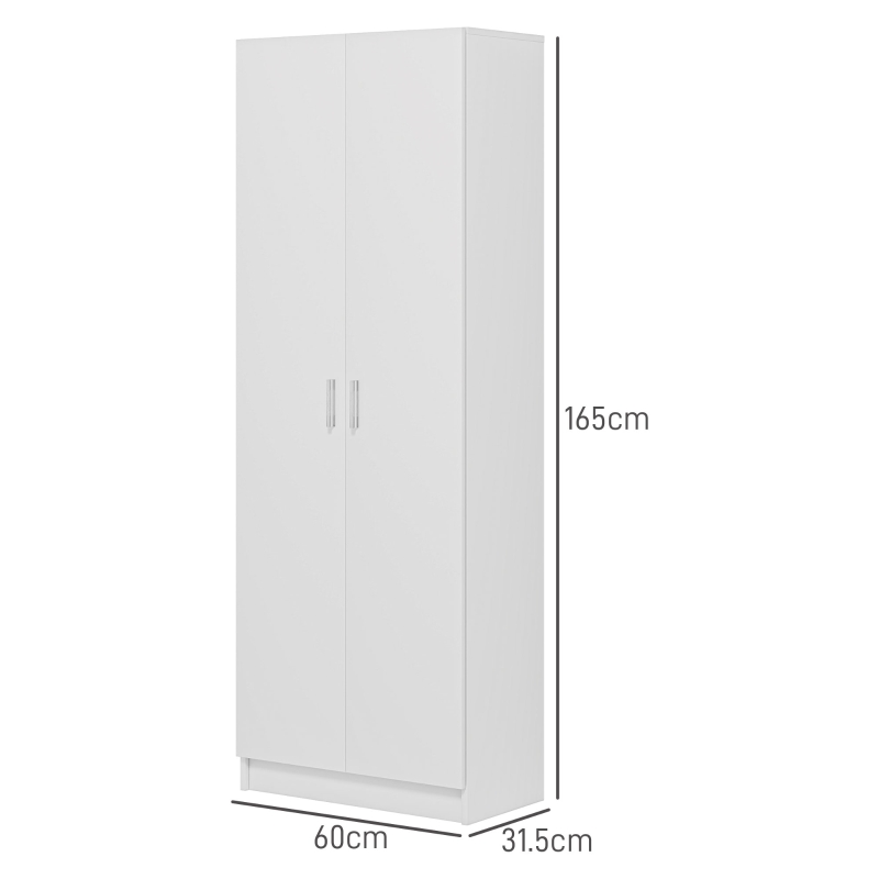 HOMCOM Mobile Multiuso Moderno con 5 Ripiani e Livelli Regolabili, in Legno, 60x31.5x165 cm, Bianco