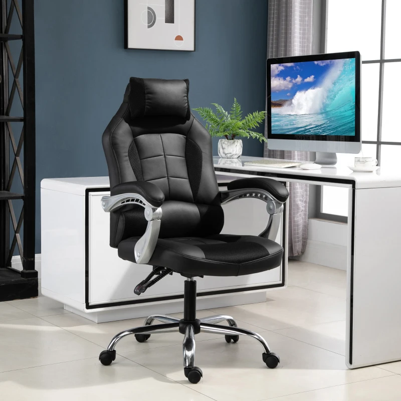 HOMCOM Fauteuil chaise de bureau manager grand confort hauteur/inclinaison dossier réglable noir
