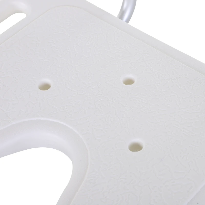 HOMCOM Taburete de Ducha Silla de Baño con Respaldo Altura Ajustable en 6 Niveles Pies Antideslizantes para Ancianos 39,5x36,5x71-83,5 cm Blanco