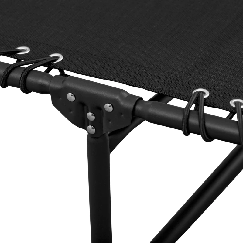 Outsunny Bain de soleil transat pliable dossier inclinable multi-positions têtière fournie métal époxy textilène noir