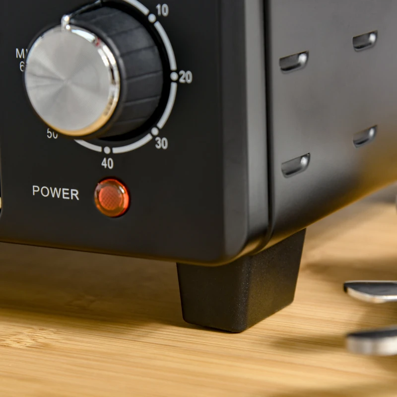 HOMCOM Mini four 1400 W 21 L - thermostat 230°C max - minuteur 60 min - 3 modes de cuisson - 4 accessoires inclus - acier inox. métal verre trempé noir