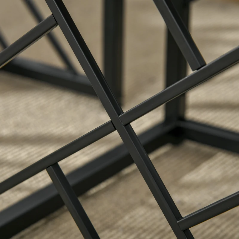 HOMCOM Ensemble de 3 Tables Basses gigognes encastrables Style Industriel métal Noir Aspect Bois Clair