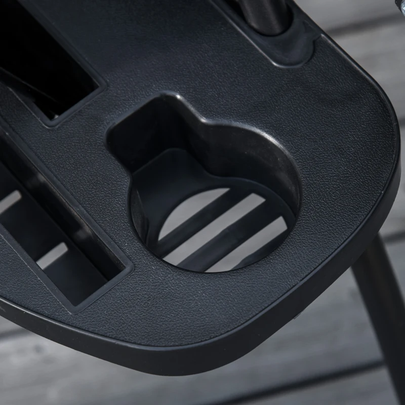 Outsunny Tumbona Plegable Silla de Gravedad Cero Reclinable con Toldo de Sombra con Bandeja Portavasos Portátil Texteline para Jardín Balcón Carga 150kg 90x67x110 cm Negro