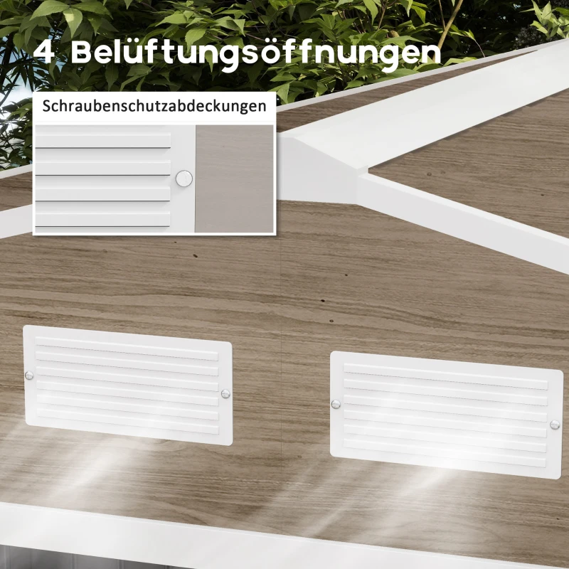 Outsunny Geräteschuppen, 2 Schiebetüren, 4 Fenster, wetterfest, Metallgehäuse, 2,7 x 1,9 x 1,9 m, Braun(m-7)