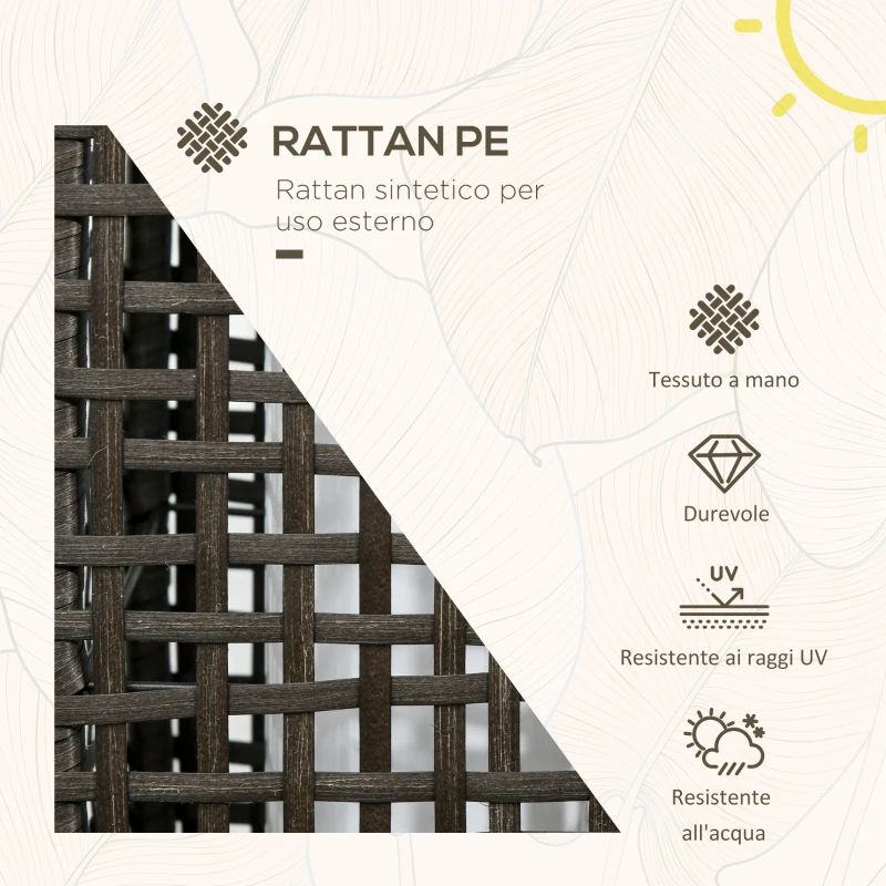 Outsunny Lampada Solare da Giardino con Pannello di Ricarica, in Acciaio e Rattan, 21x21x78 cm, Nero e Grigio