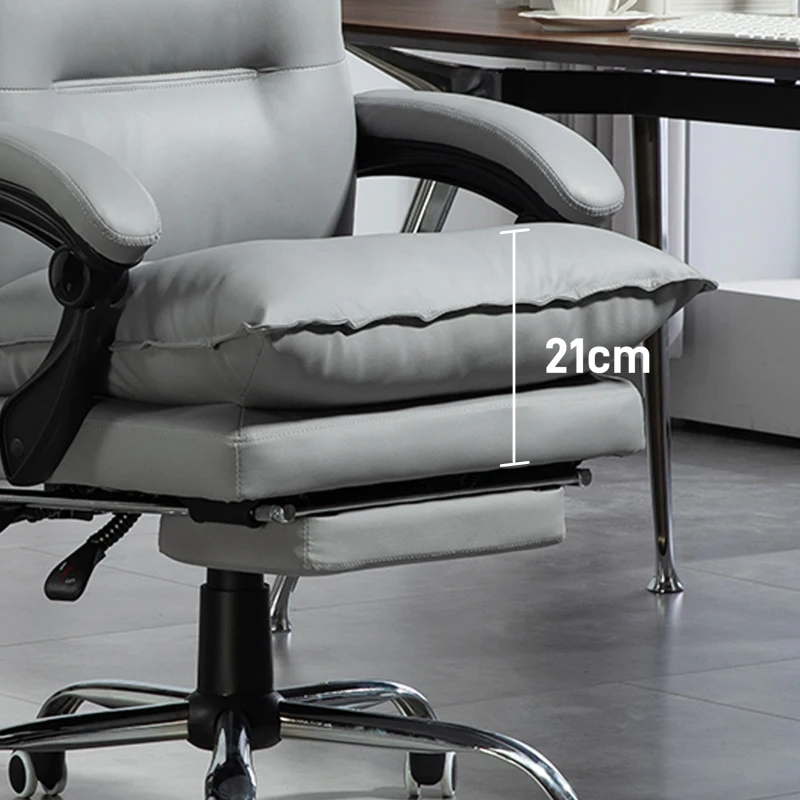 Vinsetto Ergonomischer Bürostuhl, verstellbare Sitzhöhe, neigbare Rückenlehne, Kunstleder, Hellgrau(m-8)