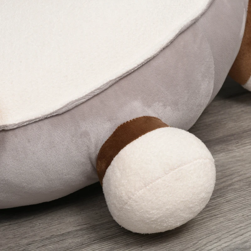 HOMCOM Puff Infantil Diseño de Burrito Sillón para Niños 18-36 Meses de Franela Asiento Acolchado Alfombra Antideslizante para Dormitorio Sala de Juegos 60x55x60 cm Gris
