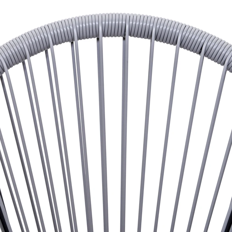 Outsunny Set di 4 Sedie da Giardino Ovali in Rattan PE e Metallo in Stile Boho Chic, Grigio Chiaro