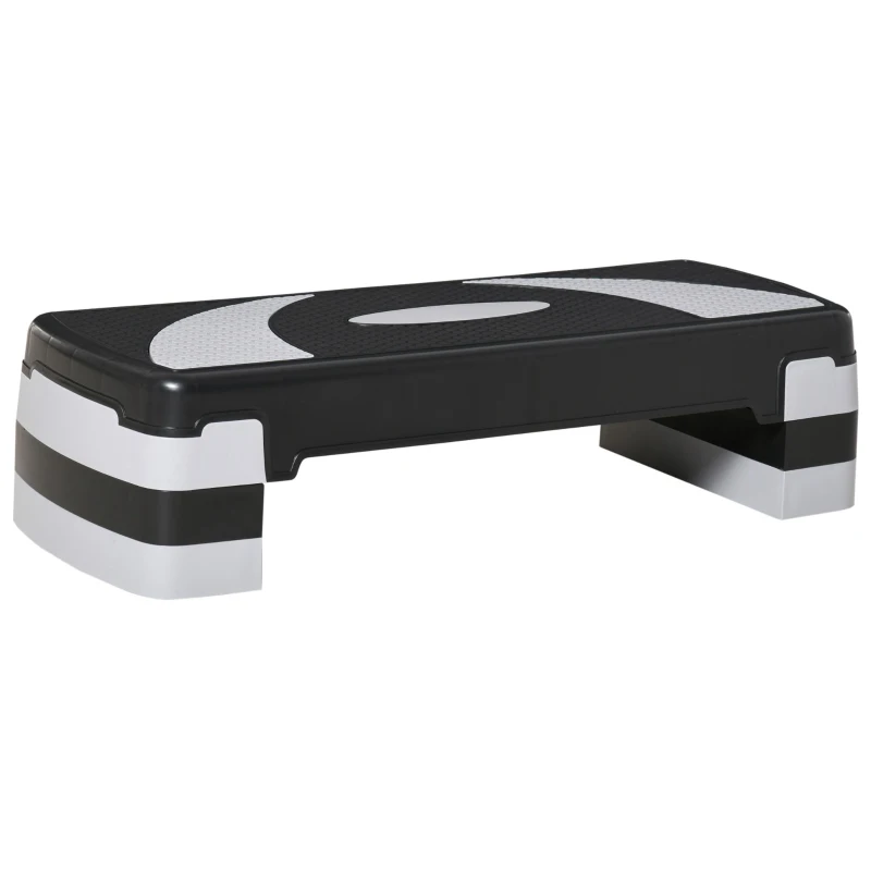 HOMCOM Stepper da Aerobica Regolabile in Altezza 10-15-20 cm Antiscivolo, Nero e Grigio