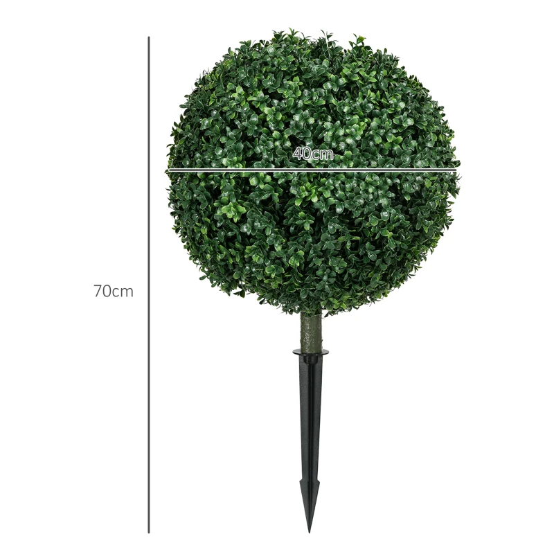 HOMCOM Künstlicher Buchsbaum im 2er-Set, realistisch, wetterfest, pflegeleicht, 70 cm(m-3)
