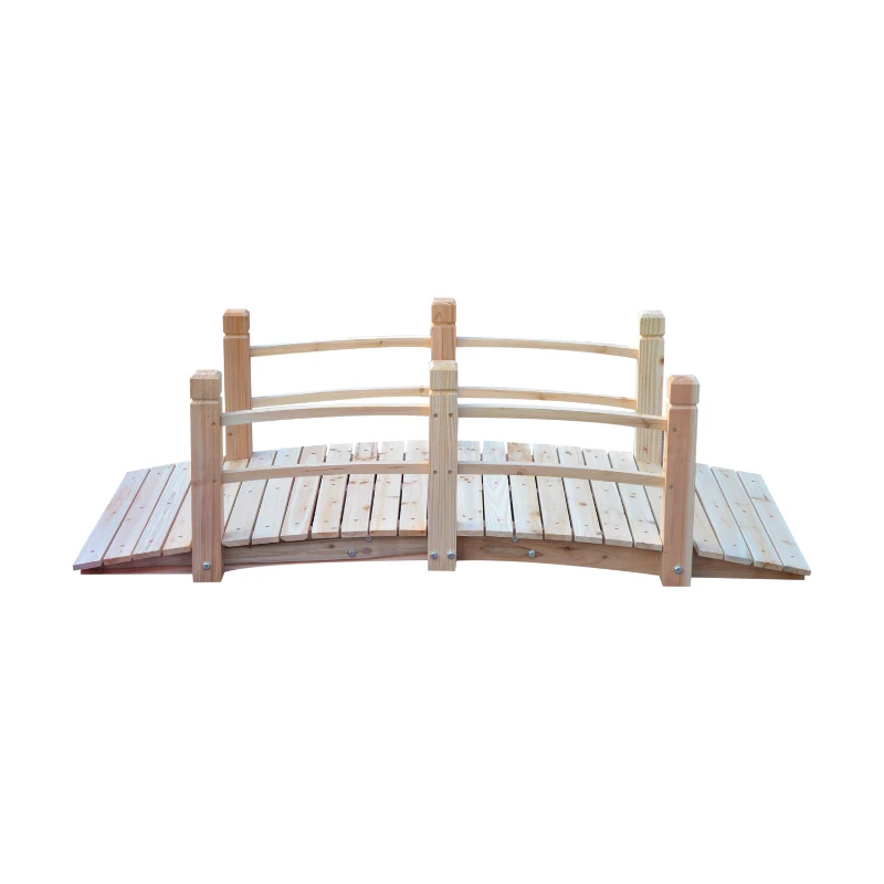 Outsunny Pont de Jardin - Pont de Bassin - passerelle en Bois avec Balustrade - Décoration du Jardin dim. 152,5L x 67l x 48H cm - Bois de Sapin