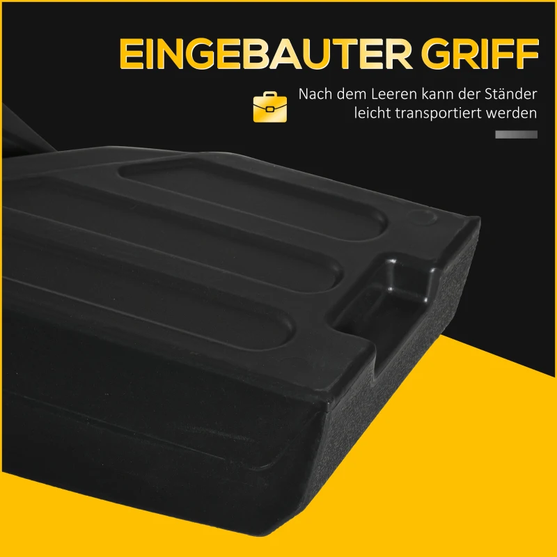 Outsunny Sonnenschirmfuß, 4-tlg., mit Wasser/Sand befüllbar, bis 130 kg Gewicht, Kunststoff, schwarz, 98 x 98 x 13 cm