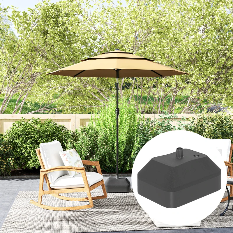 Outsunny Fillable Garden Parasol Base, Heavy Duty Parasol Base Stand Outdoor Umbrella Stand, Filled Up to 24kg with Sand or 20kg with Water, Sun Umbrella Base for 38 mm Poles, Black