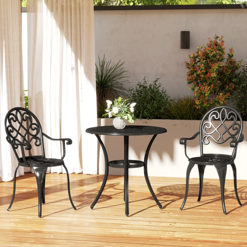Outsunny Three-Piece Elegant Aluminium Garden Set - Black
