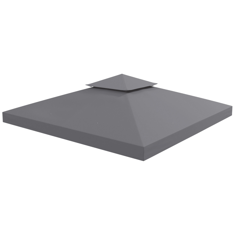 Outsunny 3(m) Gazebo Top Cover Double Tier Canopy Replacement Pavilion Roof Deep Grey