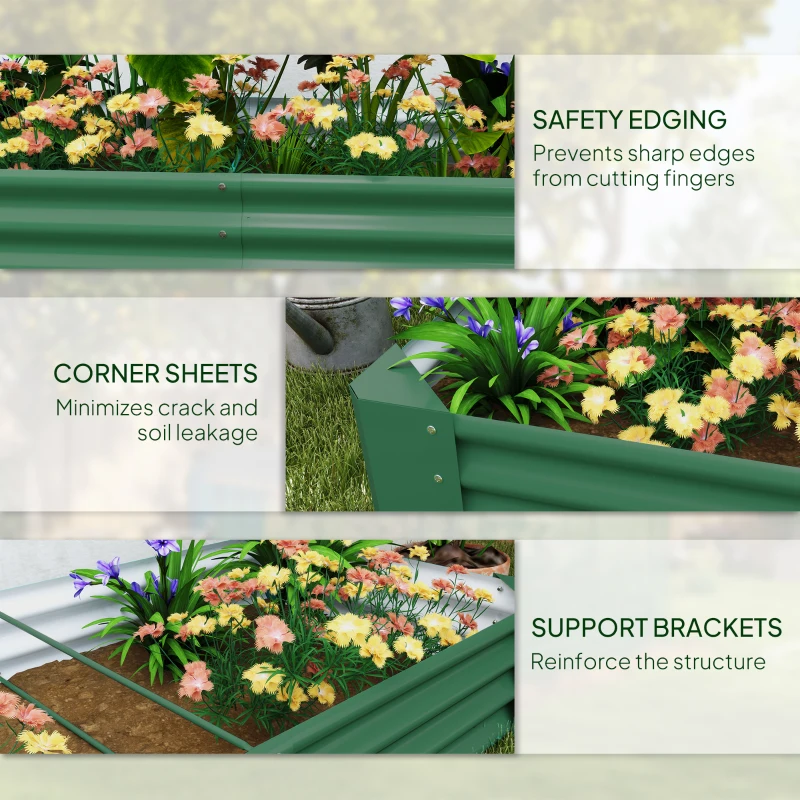 Outsunny 180 x 90cm Galvanised Steel Open Planter - Green