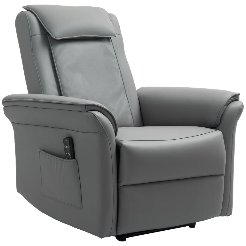 HOMCOM Recliner Armchair with 3D Kneading Massage, Breathable Leather Recliner Chair with Back Massager and Headrest, Electric Reclining Chair with Footrest, Remote, USB Port, Side Pockets for Home