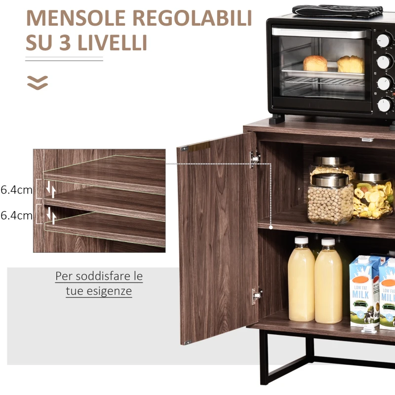 HOMCOM Credenza Moderna, Mobile Multiuso per Soggiorno, Salotto o Cucina, Consolle in Stile Industriale 80x40x80cm