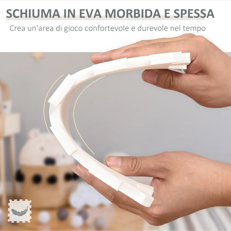 HOMCOM Tappeto Puzzle per Bambini 36 Pezzi con Lettere e Numeri, in Schiuma EVA Antiscivolo, Area Coperta 3.24㎡, Bianco e Grigio