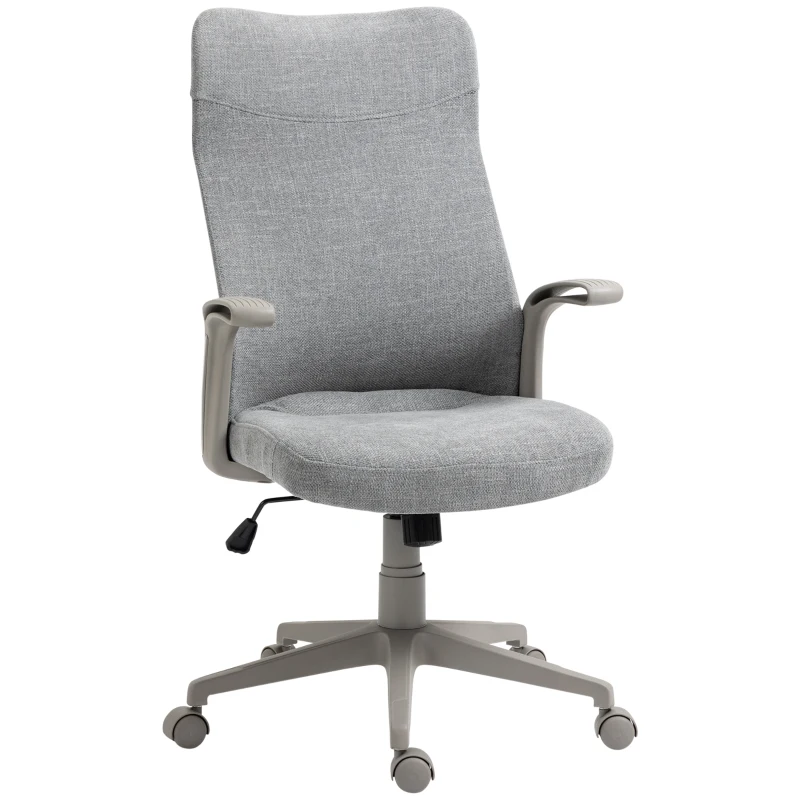 Vinsetto Fauteuil de bureau chaise pour ordinateur ergonomique avec accoudoirs pivotant hauteur réglable tissu polyester gris