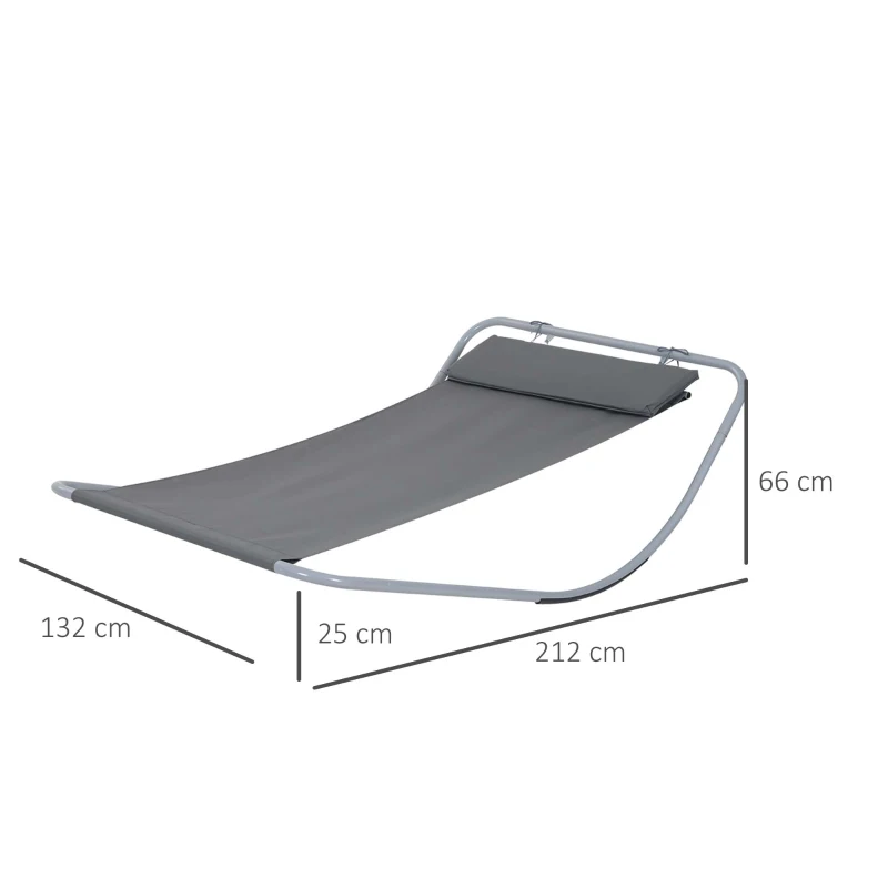 HOMCOM Bain de Soleil transat de Jardin chaise longue Bascule hamac tétière inclus pour Jardin, Piscine, Terrasse dim. 212L x 130l x 60H cm Gris
