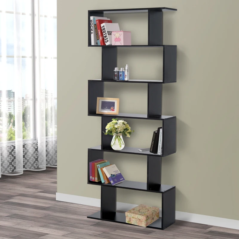 HOMCOM Libreria Legno Design Moderno con 6 Ripiani 80 × 23 × 192cm Nero