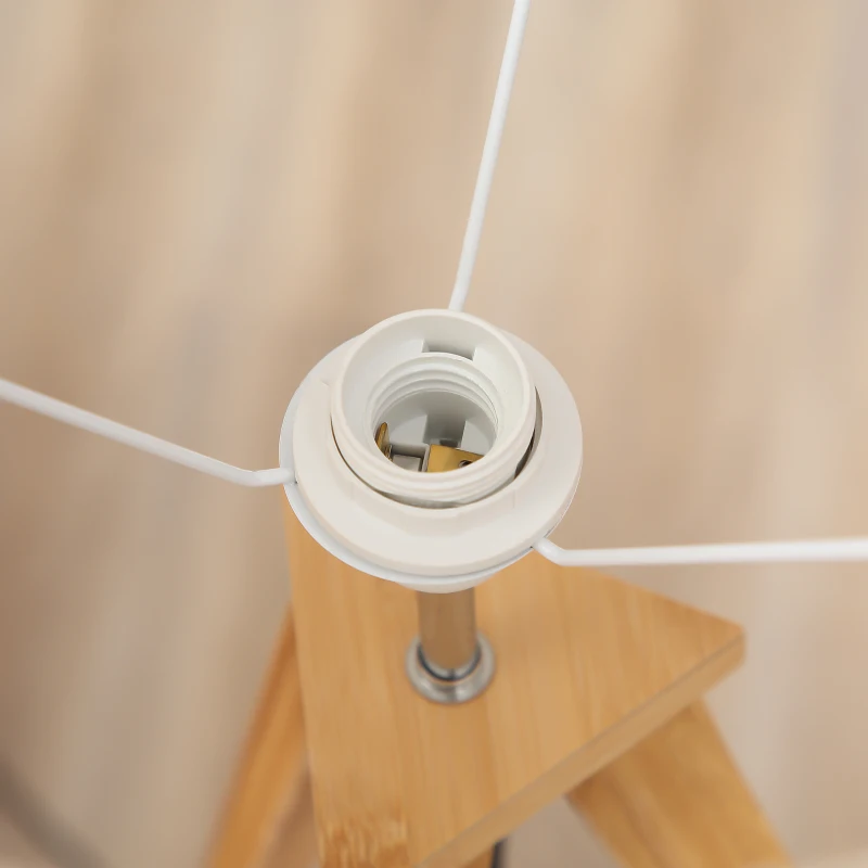 HOMCOM Lampadaire trépied pieds en bois et abat-jour aspect lin 40 W dim. 59L x 59l x 152H cm