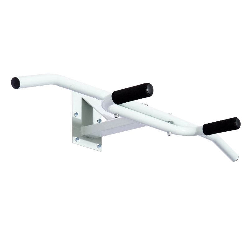 HOMCOM Barra de Dominadas de Pared Pull-Up Bar Barra de Tracción Multifuncional para Entrenamiento Fitness en Gimnasio Casa Carga 130 kg Acero 118x44x20 cm Blanco