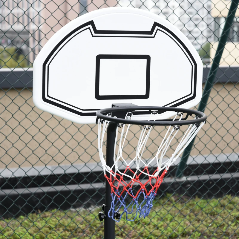 HOMCOM Canestro Basket per Bambini ad Altezza Regolabile 132.5 - 161.5 cm con Base Riempibile e Ruote, Multicolore
