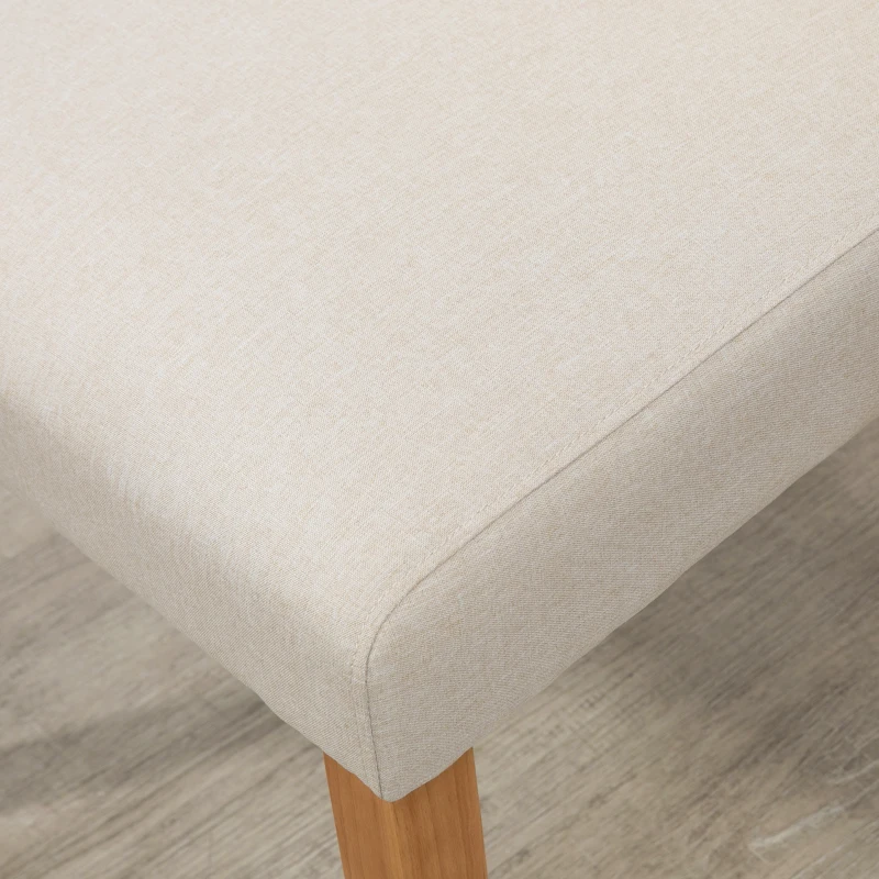 HOMCOM 2er-Set Esszimmerstühle Essstühle mit gepolstertem Sitz Stuhl Polsterstuhl Küchenstuhl Leinen-Polyester-Gewebe Schaumstoff Gummiholz Beige 50 x 62 x 96 cm