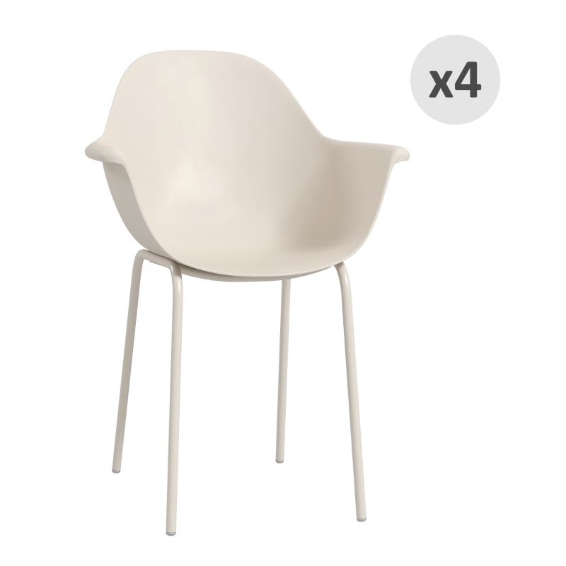 Outsunny Set 4 Sedie in Plastica con Piedini Antiscivolo, 59x55x84 cm, Grigio