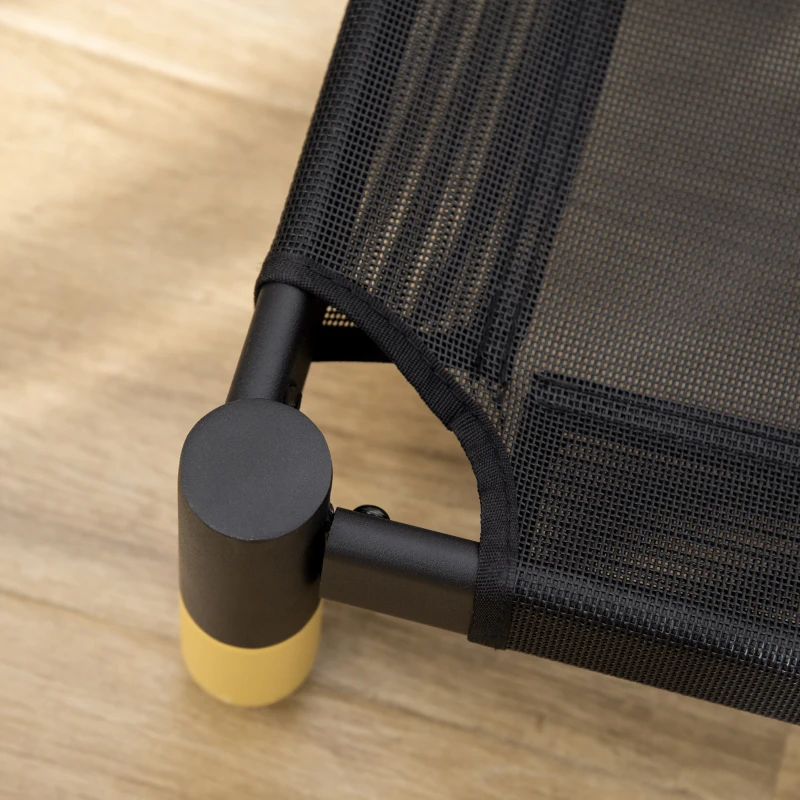 PawHut Erhöhtes Hundebett Haustierbett Hundeliege im Innen- und Außenbereich für große Hunde Mesh-Stoff Schwarz 104 x 76,6 x 15 cm