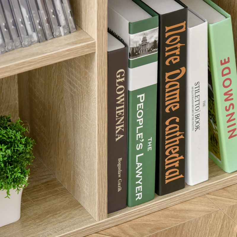 HOMCOM Estantería Librería de Madera Armario de Libros con 7 Compartimentos para Plantas Archivos 50x24x106 cm Roble