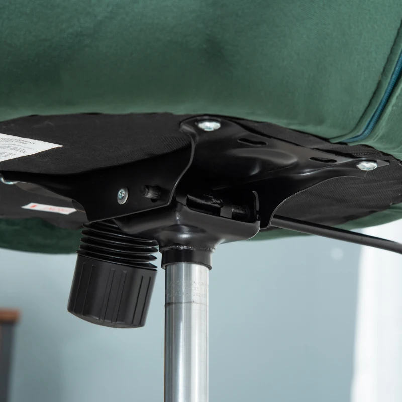 HOMCOM Swivel Dressing Stool, Velvet-feel Upholstered Vanity Chair, Adjustable Height Tub Makeup Chair with Button Tufting and Thick Padding for Bedroom, Green