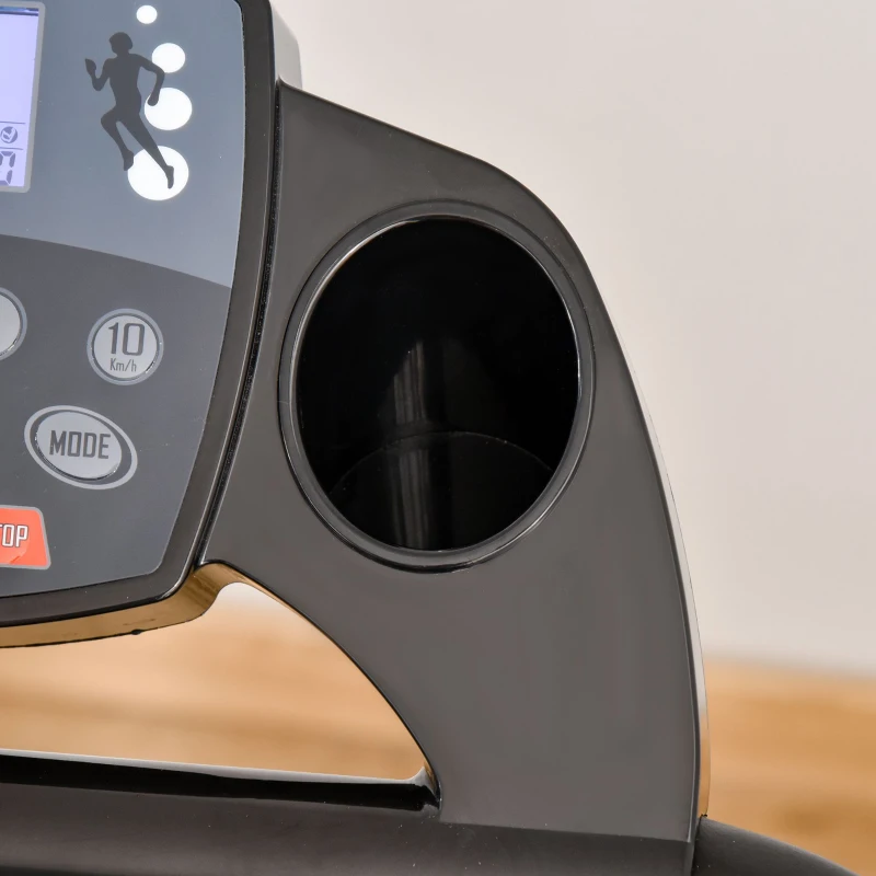 HOMCOM Tapis Roulant Elettrico Pieghevole Salvaspazio, Tapis Roulant Professionale con Display LCD, Velocità 0.8-10km/h e 12 Programmi, Potenza 500W, per Casa e Ufficio, Nero