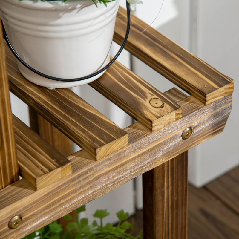 Outsunny Scaffale per Piante da Esterno a 4 Ripiani con Decorazione a Mulino, 76x30x90 cm