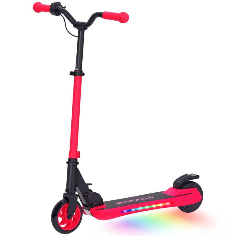 SPORTNOW Patinete Eléctrico Plegable de +6 Años Motor 120 W Autonomía 6 KM MAX 10 KM/H Ruedas de 5" - 5,5" Altura Ajustable Rojo