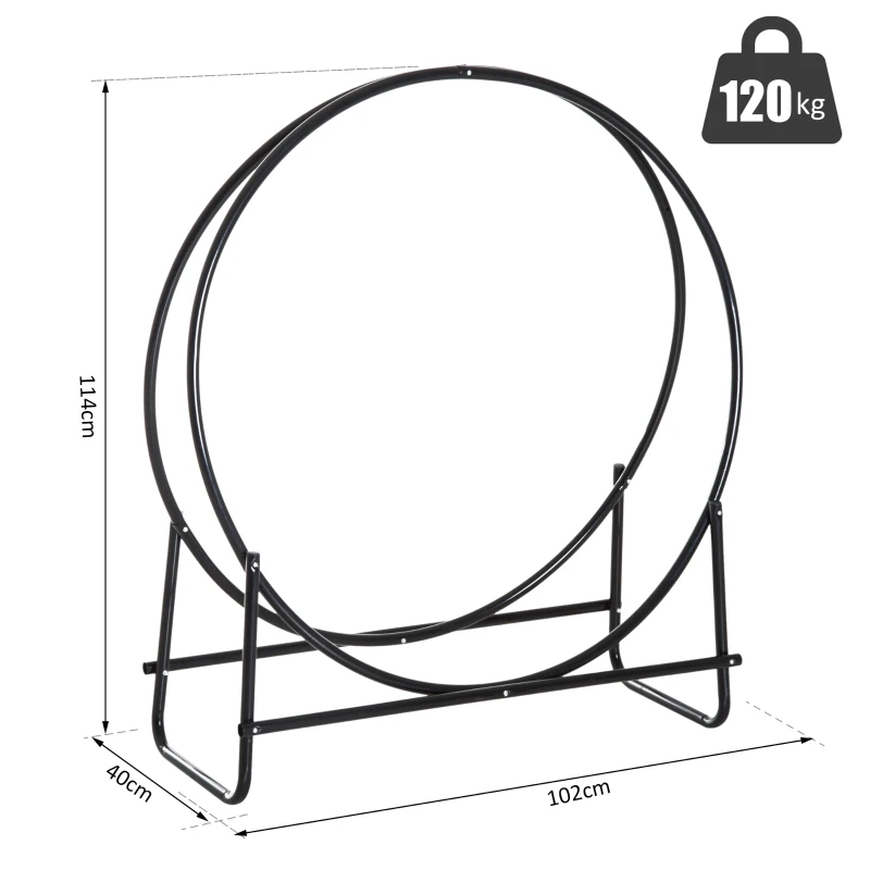 HOMCOM Range-bûches porte-bûches support bois de cheminée design contemporain 102L x 40l x 114H cm métal noir
