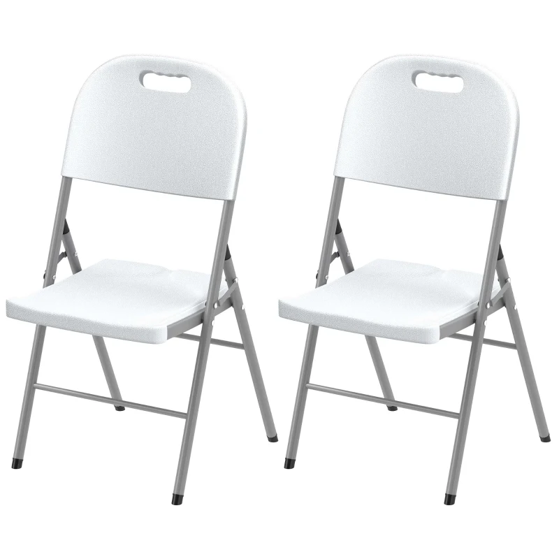 Outsunny Set of Two Foldable Outdoor Chairs - White