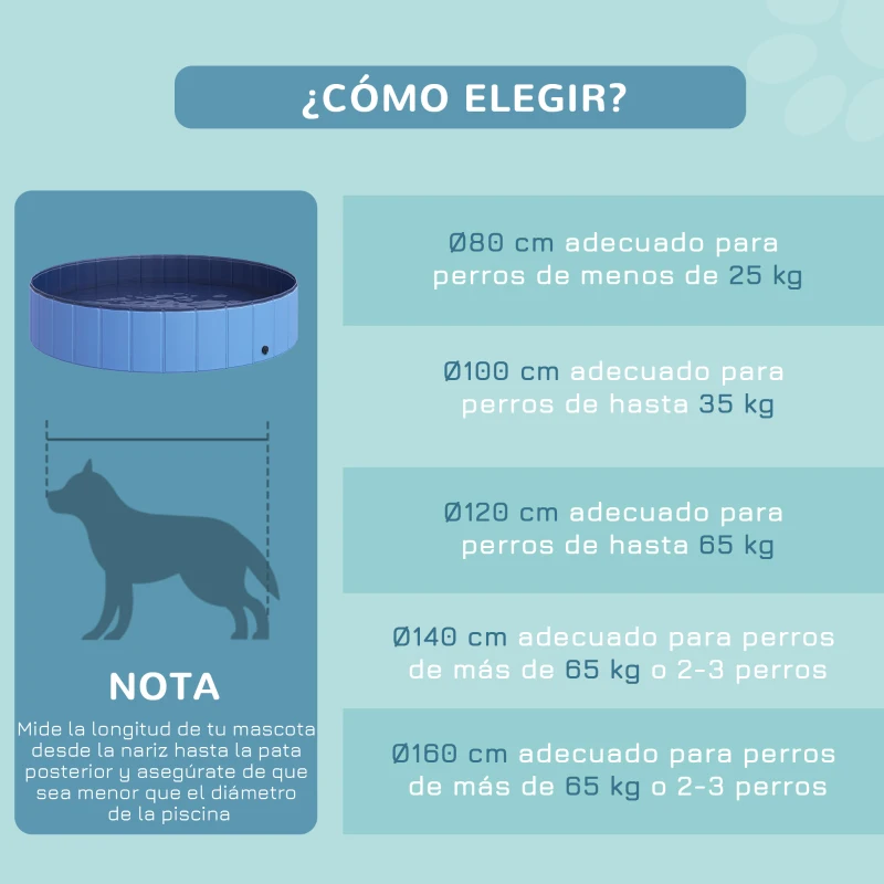 PawHut Piscina Plegable para Perros Gatos Ø140x30 cm Bañera Portátil para Mascotas PVC Antideslizante Múltiples Usos Color Azul