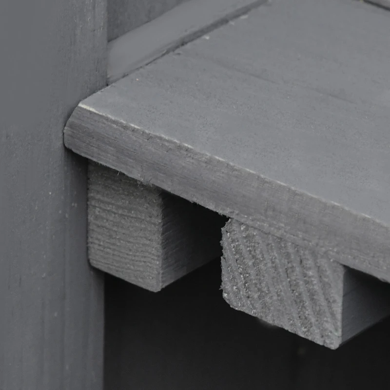 Outsunny Armadio da Giardino a 2 Ripiani in Legno di Abete con Tetto Apribile, 74x43x88 cm, Grigio Scuro