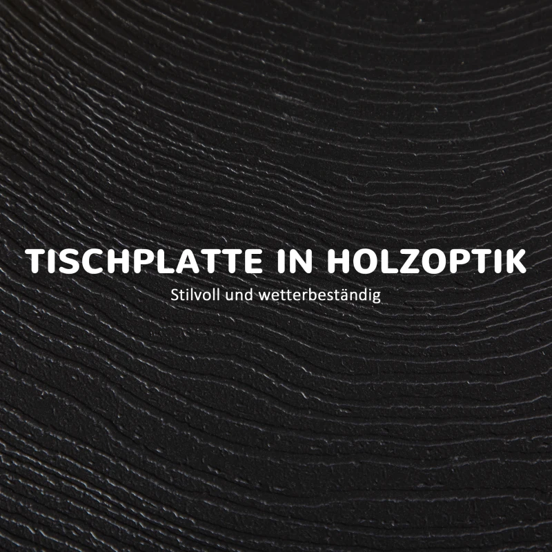 Outsunny Gartentisch, rund, klappbar, für 2 Personen, Holzoptik, Stahl+Kunststoff, dunkelgrau, 60 x 60 x 73 cm