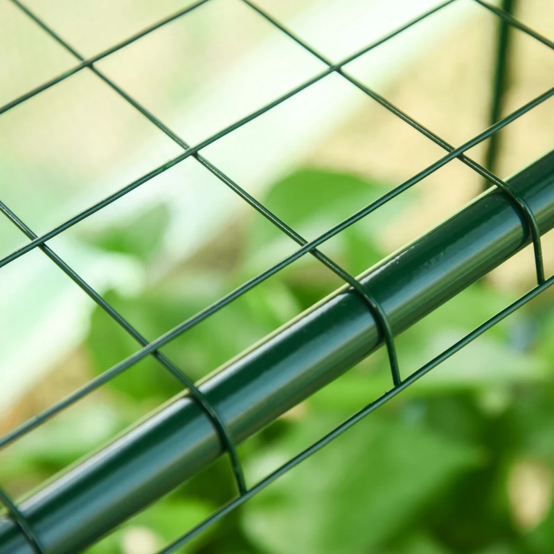 Outsunny Outdoor Walk-In Lean to Wall Tunnel Greenhouse with Zipped Roll Up Door PE Cover Green 214L x 120W x 215Hcm