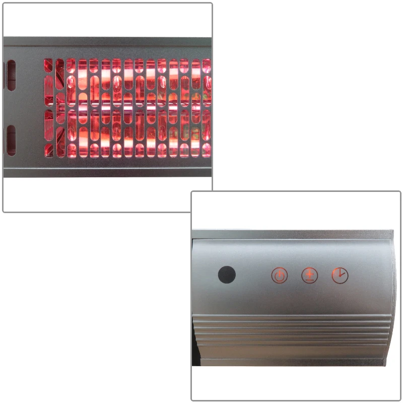 HOMCOM Chauffage radiant infrarouge électrique télécomande 750/1500 W minuterie réflecteur alu gris